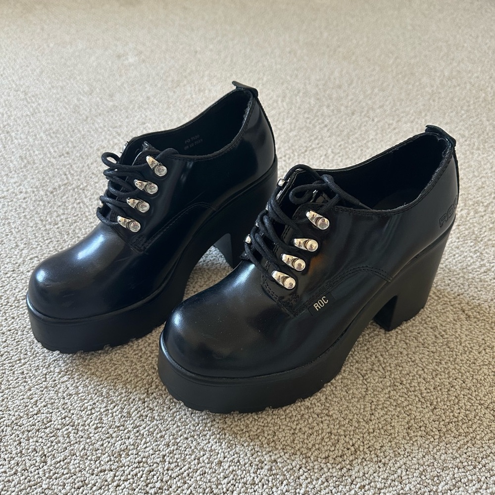 Black Chunky Platform Oxfords